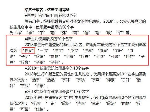 全员“梓涵”已成过去式，这才是新的“烂大街”名字，又土又拗口